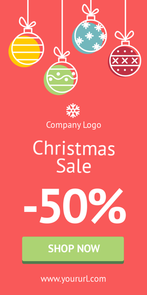 Шаблон рекламного банера — Christmas Sale -50% — Shop Now!