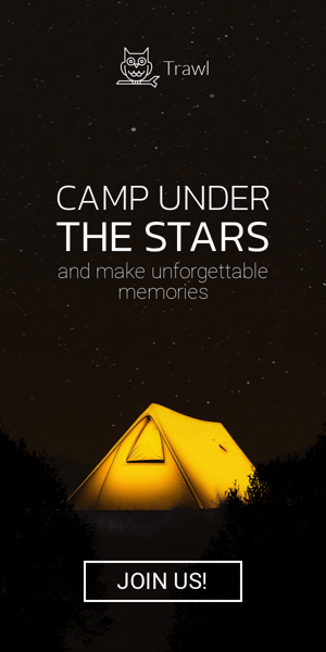 Banner ad template — Camp Under The Stars — And Make Unforgettable Memories