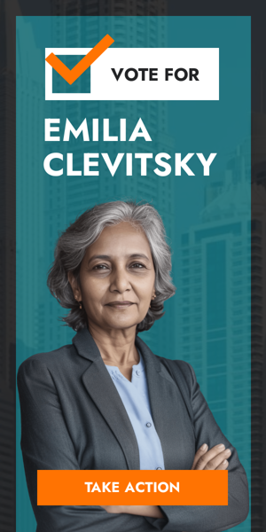 Banner ad template — Make A Mark, Make A Difference Vote For Emilia Clevitsky — Election Day