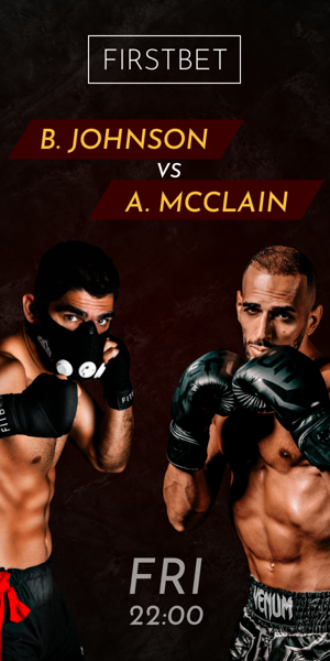 Banner ad template — B.Johnson Vs A.McClain Fri 22:00 — Get Welcome Bonus
