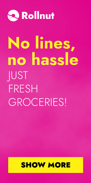 Szablon reklamy banerowej — No Lines, No Hassle — Just Fresh Groceries!