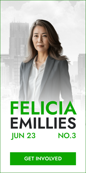 Banner ad template — Felicia Emillies 23 Jun NO.3 Shape Tomorrow Vote Today — Polling Day