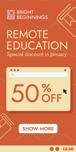 Szablon reklamy banerowej — Edukacja zdalna — specjalna zniżka w styczniu 50% taniej