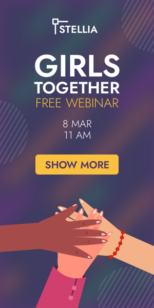 Banner ad template — Girls Together Free Webinar — 8 Mar 11 Am