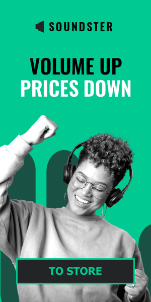 Szablon reklamy banerowej — Volume Up Prices Down — Audio Equipment Sale