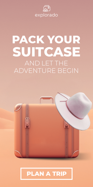 Szablon reklamy banerowej — Pack Your Suitcase — And Let The Adventure Begin