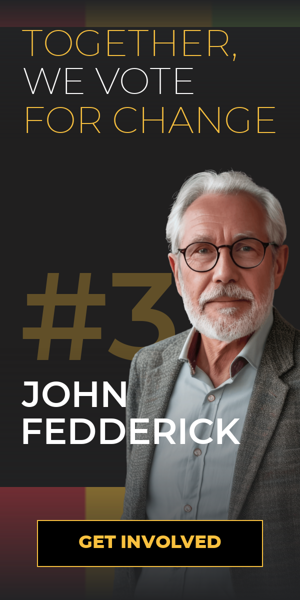 Banner ad template — Together, We Vote For Change #3 John Fedderick — General Election Day