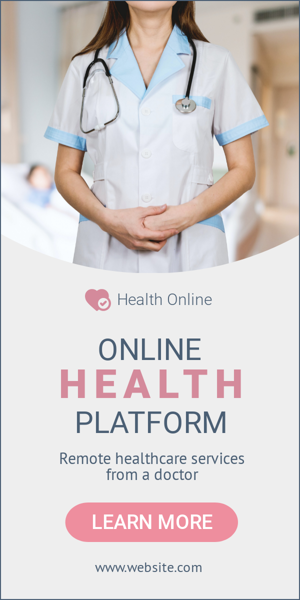 Шаблон рекламного банера — Online Health Platform — Remote Healthcare Services From a Doctor