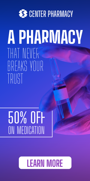 Szablon reklamy banerowej — A Pharmacy That Never Breaks Your Trust — 50% Off On Medication