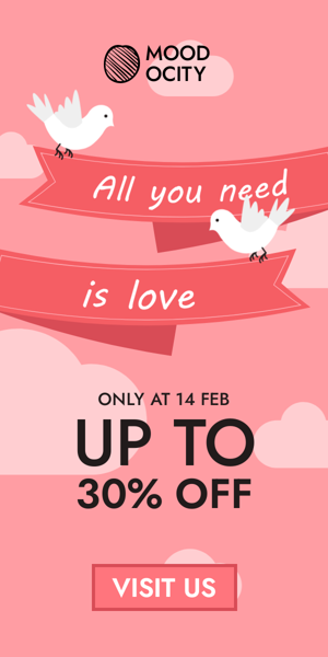 Шаблон рекламного банера — Все, що тобі потрібно — любов. Лише 14 лютого знижки до 30%