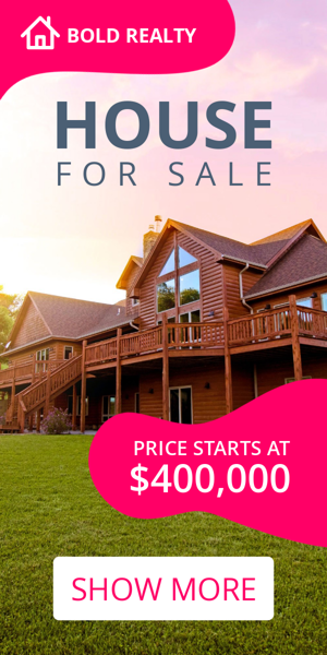 Banner ad template — House For Sale — Price Starts At $400000