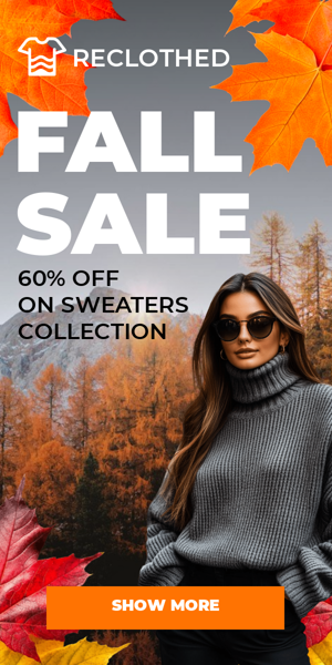 Banner ad template — Fall Sale — 60% Off On Sweater Collection