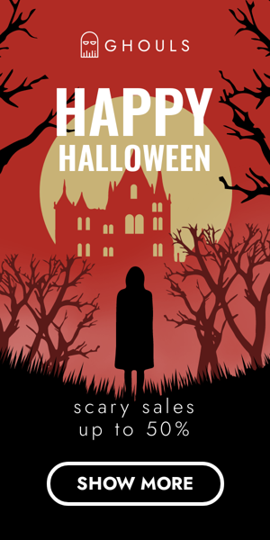 Szablon reklamy banerowej — Frohes Halloween — Gruselige Angebote bis zu 50%