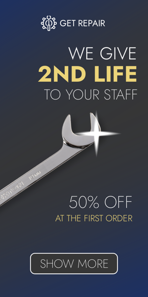 Banner ad template — We Give 2nd Life To Your Staff — 50% Off At The First Order