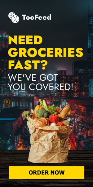 Шаблон рекламного банера — Потрібні продукти швидко? — Ми вам допоможемо!