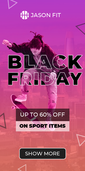 Banner ad template — Black Friday — Up To 60% Off On Sport Items