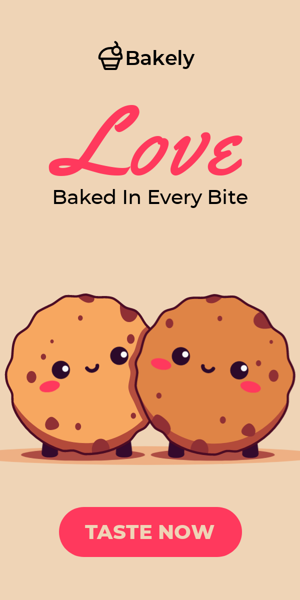 Banner ad template — Love Baked In Every Bite — Valentine's Day