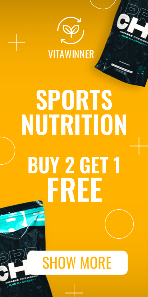 Szablon reklamy banerowej — Odżywianie sportowe — Kup 2, odbierz 1 gratis