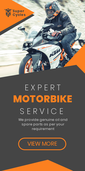 Banner ad template — Expert Motorbike Service — We Provide Genuine Oil And Spare Parts As Per Your Requirement