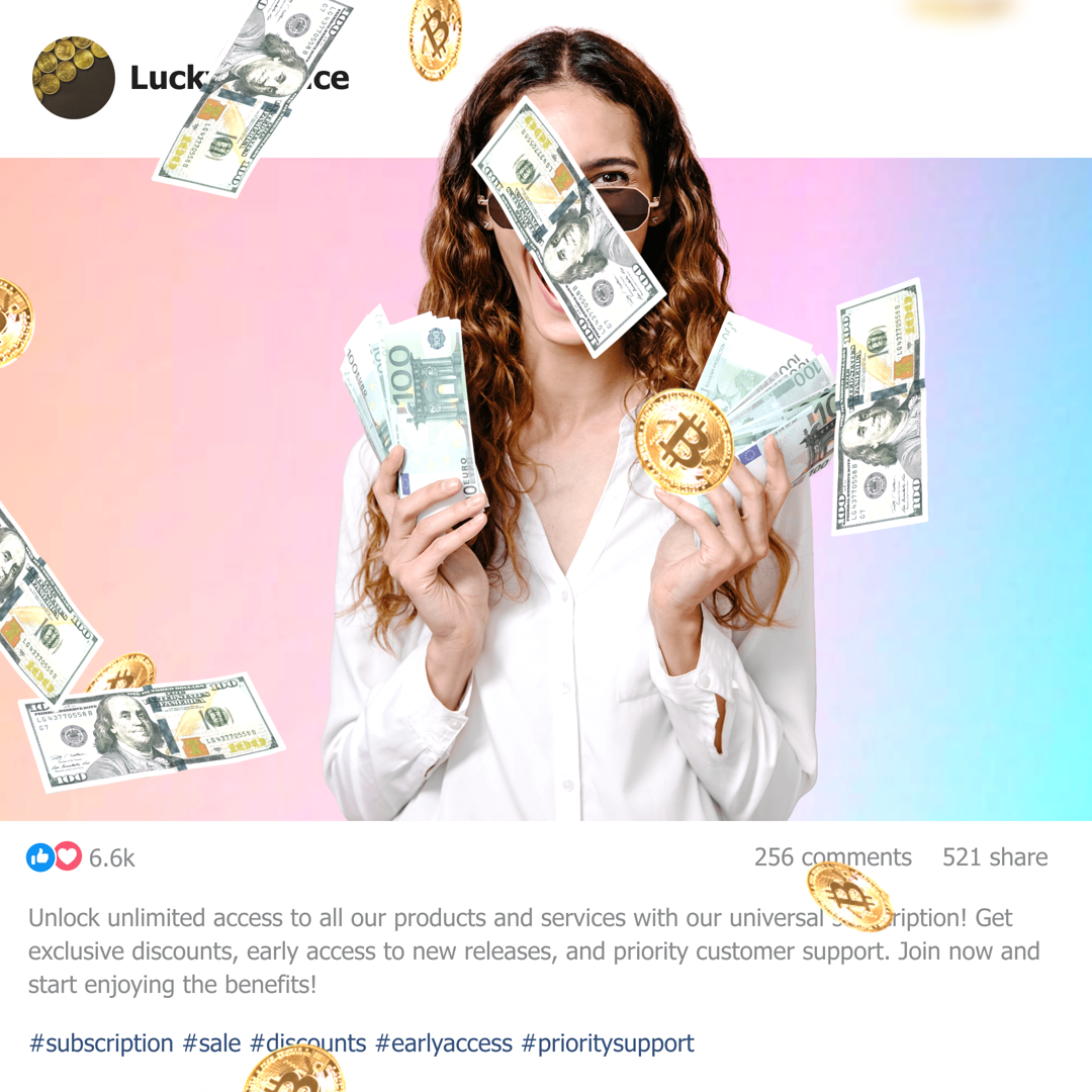 Banner ad template — Girl With Money — Scroll-Stopper