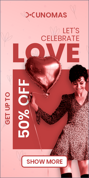 Szablon reklamy banerowej — Let's Celebrate Love — Get Up To 50% Off