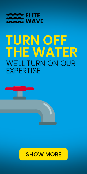 Szablon reklamy banerowej — Turn Off The Water — We'll Turn On Our Expertise