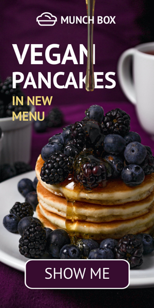 Banner ad template — Vegan Pancakes — In New Menu