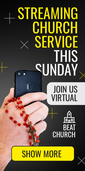 Szablon reklamy banerowej — Streaming Church Service This Sunday — Join Us Virtual