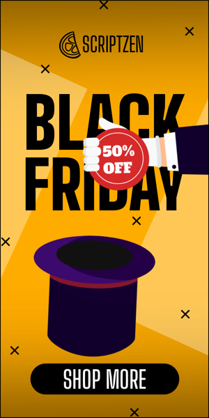 Szablon reklamy banerowej — Black Friday — 50% Magic Hat