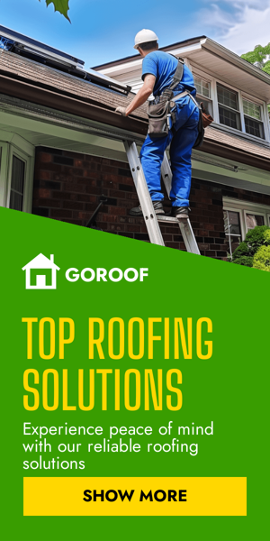 Banner ad template — Top Roofing Solutions — Experience Peace Of Mind With Our Reliable Roofing Solutions