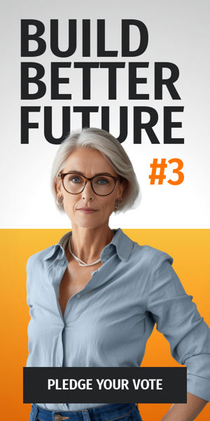 Szablon reklamy banerowej — Build Better Future #3 Vote For A Jenie Ravioni — Midterm Election Day