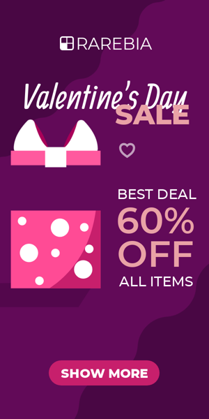 Шаблон рекламного банера — Valentine's Day Sale — Best Deal 60% Off All Items