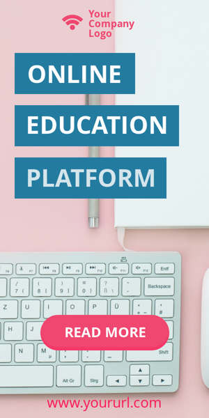 Banner ad template — Online Educational Platform Pink bg