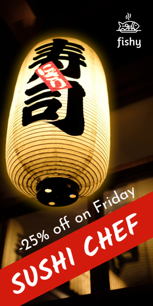 Szablon reklamy banerowej — Sushi Chef — -25% Off On Friday