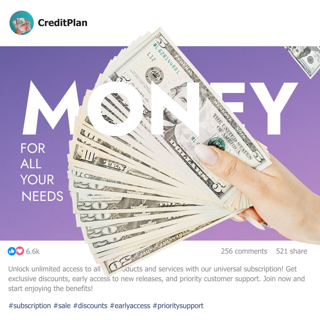 Banner ad template — Hand With Money — Scroll-Stopper