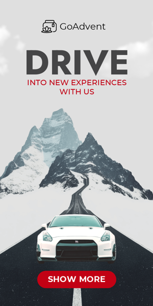 Шаблон рекламного банера — Drive Into New Experiences — With Us