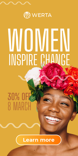 Banner ad template — Women Inspire Change — 30% Off 8 March