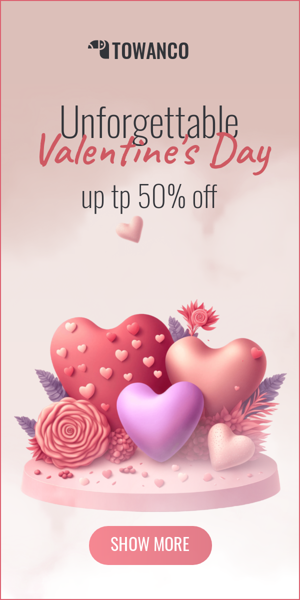 Banner ad template — Unforgettable Valentine's Day — Up To 50% Off