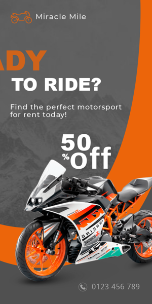 Banner ad template — Are You Ready to Ride? — Find the Perfect Motorsport for Rent Today!