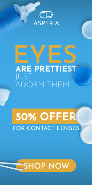 Banner ad template — Eyes Are Prettiest Just Adorn Them — 50% Offer For Contact Lenses