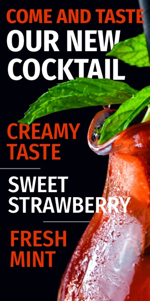 Banner ad template — Come And Taste Our New Cocktail — Creamy Taste Sweet Strawberry Fresh Mint