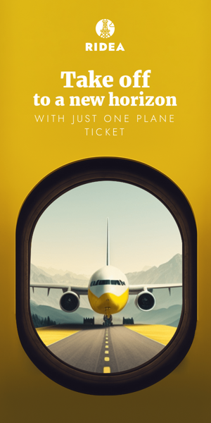 Banner ad template — Take Off To A New Horizon  — With Just One Plane Ticket