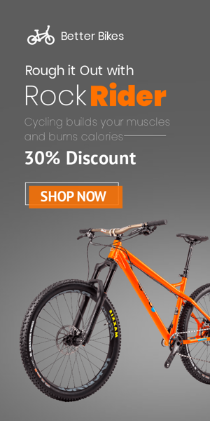 Banner ad template — Rough It Out With Rock Rider — Cycling Builds Your Muscles And Burns Calories