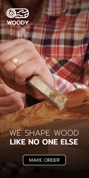 Szablon reklamy banerowej — We Shape Wood Like No One Else — Woodworking